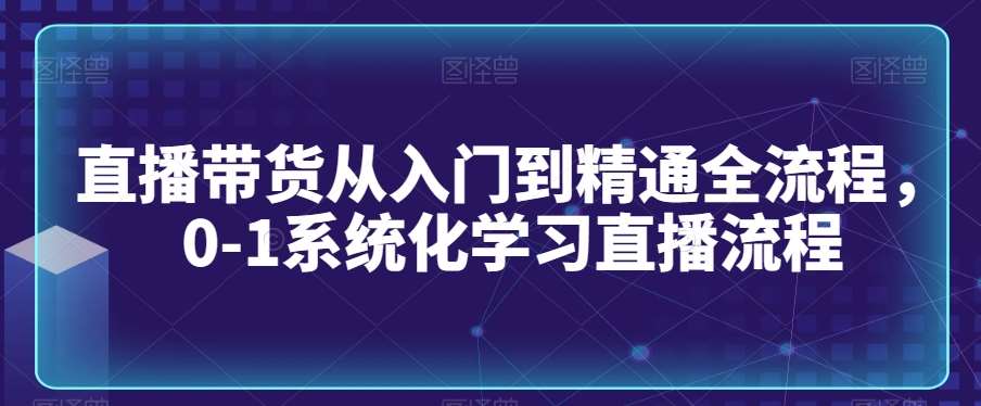 直播带货从入门到精通全流程，0-1系统化学习直播流程网赚项目-副业赚钱-互联网创业-资源整合南风学院
