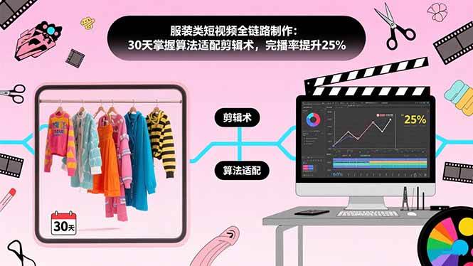 （15655期）服装类短视频全链路制作：30天掌握算法适配剪辑术，完播率提升25%网赚项目-副业赚钱-互联网创业-资源整合南风学院