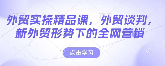 外贸实操精品课，外贸谈判，新外贸形势下的全网营销网赚项目-副业赚钱-互联网创业-资源整合南风学院