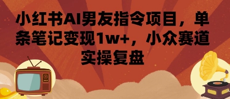 小红书AI男友指令项目，单条笔记变现1w+，小众赛道实操复盘网赚项目-副业赚钱-互联网创业-资源整合南风学院