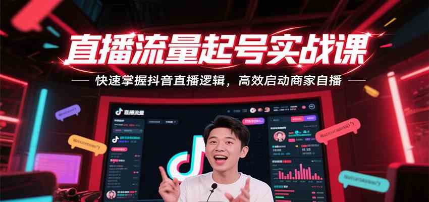 直播流量起号实战课，快速掌握抖音直播逻辑，高效启动商家自播网赚项目-副业赚钱-互联网创业-资源整合南风学院