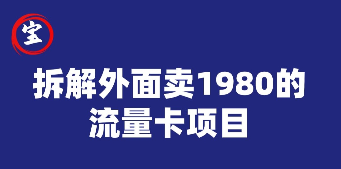 宝哥拆解外面卖1980手机流量卡项目，0成本无脑推广网赚项目-副业赚钱-互联网创业-资源整合南风学院