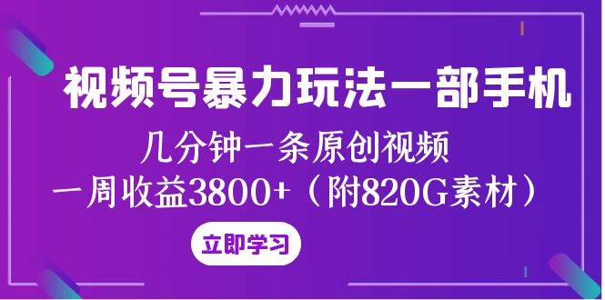 （8017期）视频号暴力玩法一部手机 几分钟一条原创视频 一周收益3800+（附820G素材）网赚项目-副业赚钱-互联网创业-资源整合南风学院