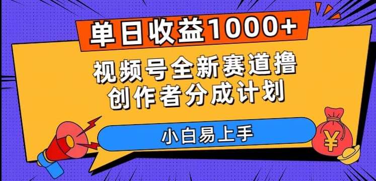 单日收益1000+，视频号全新赛道撸创作者分成计划，小白易上手【揭秘】网赚项目-副业赚钱-互联网创业-资源整合南风学院