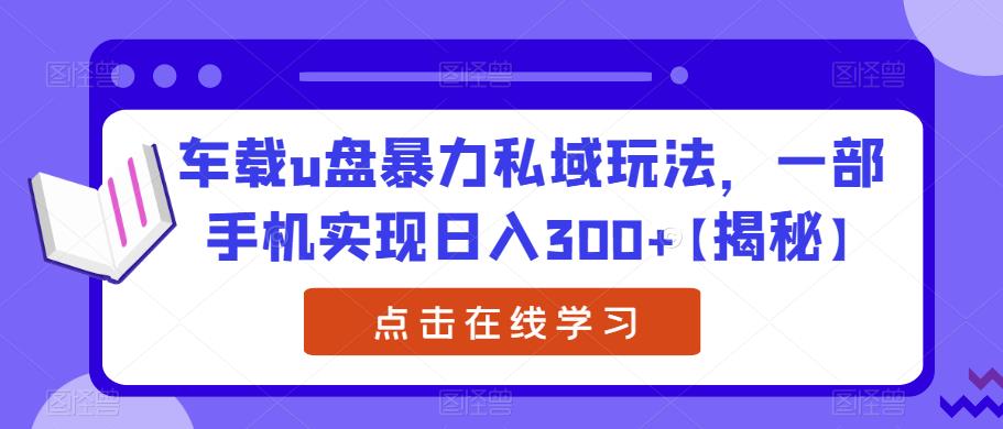 车载u盘暴力私域玩法，一部手机实现日入300+【揭秘】网赚项目-副业赚钱-互联网创业-资源整合南风学院