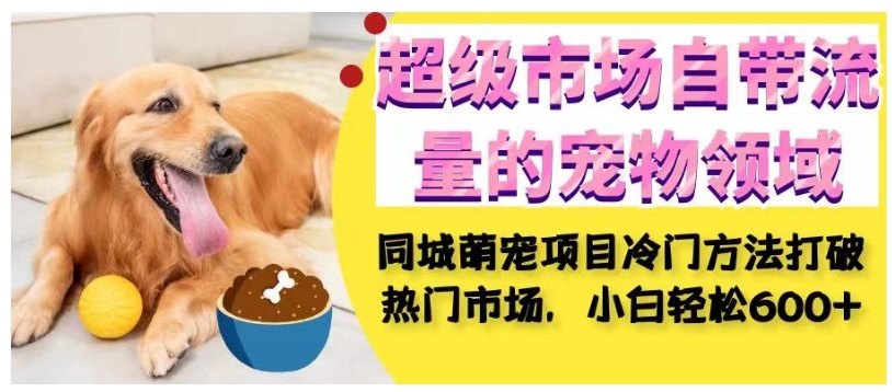 超级市场自带流量的宠物领域，同城萌宠项目冷门方法打破热门市场，小白轻松600+网赚项目-副业赚钱-互联网创业-资源整合南风学院