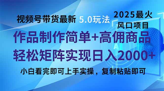（14191期）视频号带货最新5.0玩法，作品制作简单，当天起号，复制粘贴，轻松矩阵…网赚项目-副业赚钱-互联网创业-资源整合南风学院