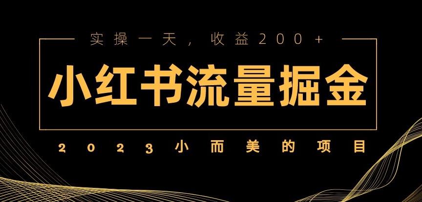 2023小而美的项目，小红书流量掘金，实操一天，收益200+【揭秘】网赚项目-副业赚钱-互联网创业-资源整合南风学院