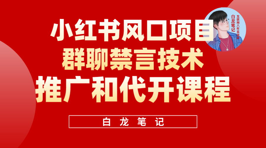 小红书风口项目日入300+，小红书群聊禁言技术代开项目，适合新手操作网赚项目-副业赚钱-互联网创业-资源整合南风学院