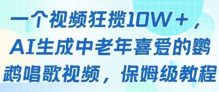 一个视频狂揽10W+点赞,AI生成中老年喜爱的鹦鹉唱歌视频,保姆级教程,轻松挣取创作者分成网赚项目-副业赚钱-互联网创业-资源整合南风学院