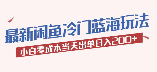 2023最新闲鱼冷门蓝海玩法,小白零成本当天出单日入200+【揭秘】网赚项目-副业赚钱-互联网创业-资源整合南风学院