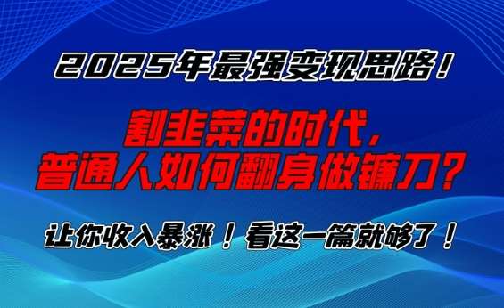 2025年最强变现思路，割韭菜的时代， 普通人如何翻身做镰刀？【揭秘】网赚项目-副业赚钱-互联网创业-资源整合南风学院