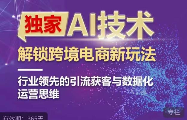 独家AI技术&ChatGPT解锁跨境电商新玩法，行业领先的引流获客与数据化运营思维网赚项目-副业赚钱-互联网创业-资源整合南风学院
