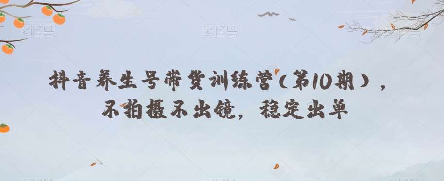抖音养生号带货训练营(第10期），不拍摄不出镜，稳定出单网赚项目-副业赚钱-互联网创业-资源整合南风学院