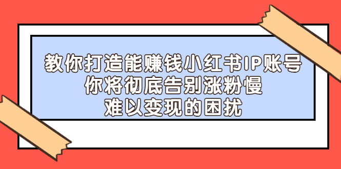 教你打造能赚钱小红书IP账号，了解透彻小红书的真正玩法网赚项目-副业赚钱-互联网创业-资源整合南风学院