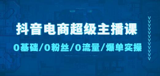 抖音电商超级主播课：0基础、0粉丝、0流量、爆单实操！网赚项目-副业赚钱-互联网创业-资源整合南风学院