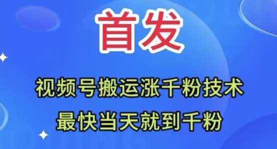 全网首发:视频号无脑搬运涨千粉技术,最快当天到千粉【揭秘】网赚项目-副业赚钱-互联网创业-资源整合南风学院