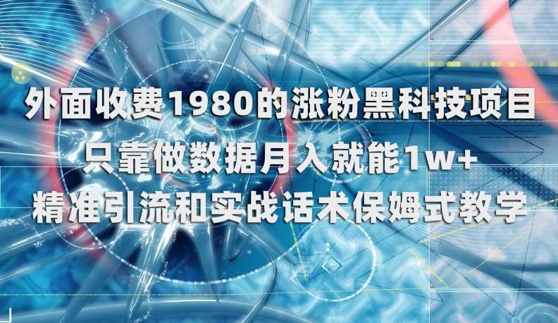 外面收费1980的涨粉黑科技项目，只靠做数据月入就能1w+【揭秘】网赚项目-副业赚钱-互联网创业-资源整合南风学院