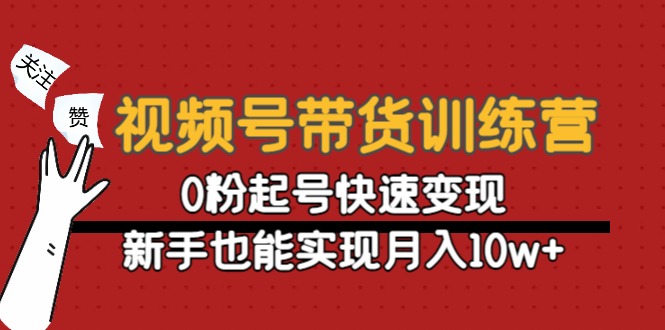 视频号带货训练营：0粉起号快速变现，新手也能实现月入10w+网赚项目-副业赚钱-互联网创业-资源整合南风学院