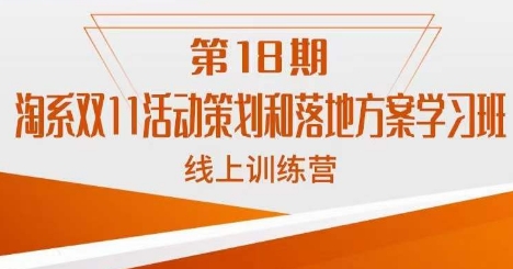 淘系双11活动策划和落地方案学习班线上训练营网赚项目-副业赚钱-互联网创业-资源整合南风学院