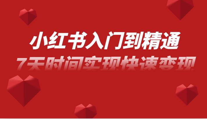 小红书入门到精通课，无货源电商实操运营，7天时间实现快速变现网赚项目-副业赚钱-互联网创业-资源整合南风学院