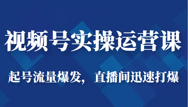 视频号实操运营课-起号流量爆发，直播间迅速打爆网赚项目-副业赚钱-互联网创业-资源整合南风学院