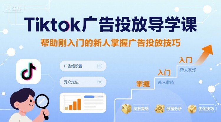 Tiktok广告投放导学课，帮助刚入门的新人掌握广告投放技巧网赚项目-副业赚钱-互联网创业-资源整合南风学院
