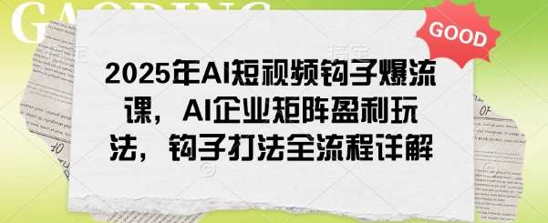 2025年AI短视频钩子爆流课，AI企业矩阵盈利玩法，钩子打法全流程详解网赚项目-副业赚钱-互联网创业-资源整合南风学院
