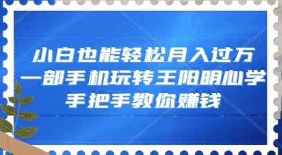 小白也能轻松月入过万，一部手机玩转王阳明心学，手把手教你赚钱【揭秘】网赚项目-副业赚钱-互联网创业-资源整合南风学院