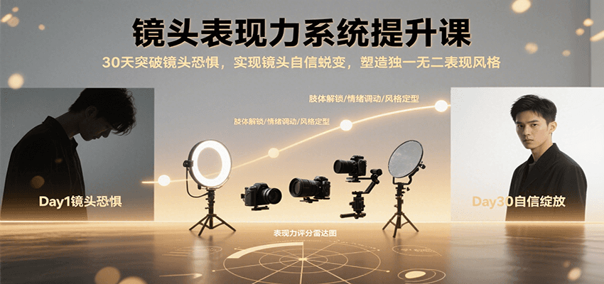 镜头表现力系统提升课，30天突破镜头恐惧实现自信蜕变，塑造独一无二表现风格网赚项目-副业赚钱-互联网创业-资源整合南风学院