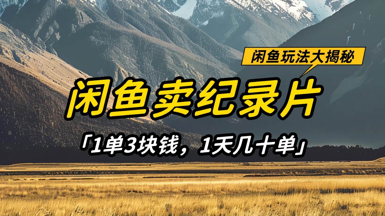 闲鱼卖纪录片，简单又赚钱的小项目，1单3块钱 1天几十单网赚项目-副业赚钱-互联网创业-资源整合南风学院