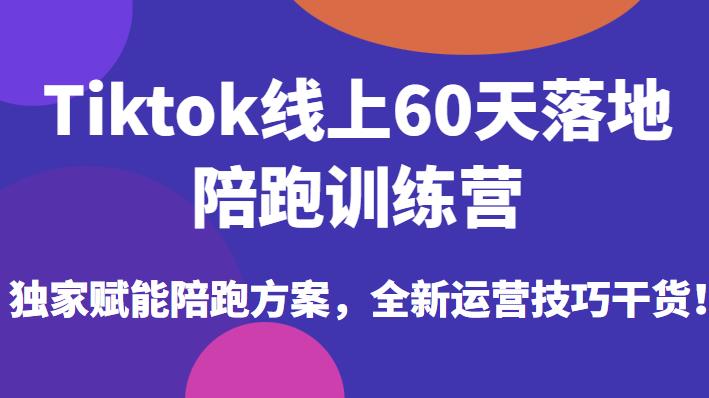 Tiktok线上60天落地陪跑训练营，独家赋能陪跑方案，全新运营技巧干货网赚项目-副业赚钱-互联网创业-资源整合南风学院
