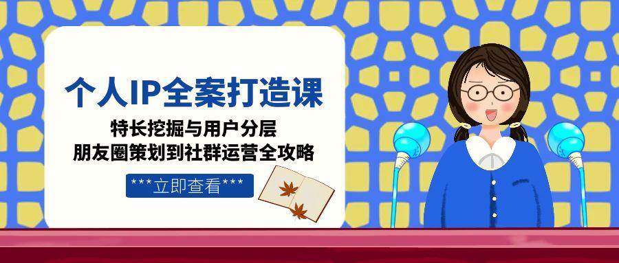 个人IP全案打造课，特长挖掘与用户分层，朋友圈策划到社群运营全攻略网赚项目-副业赚钱-互联网创业-资源整合南风学院
