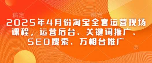 2025年4月份淘宝全套运营现场课程，运营后台、关键词推广、SEO搜索、万相台推广网赚项目-副业赚钱-互联网创业-资源整合南风学院