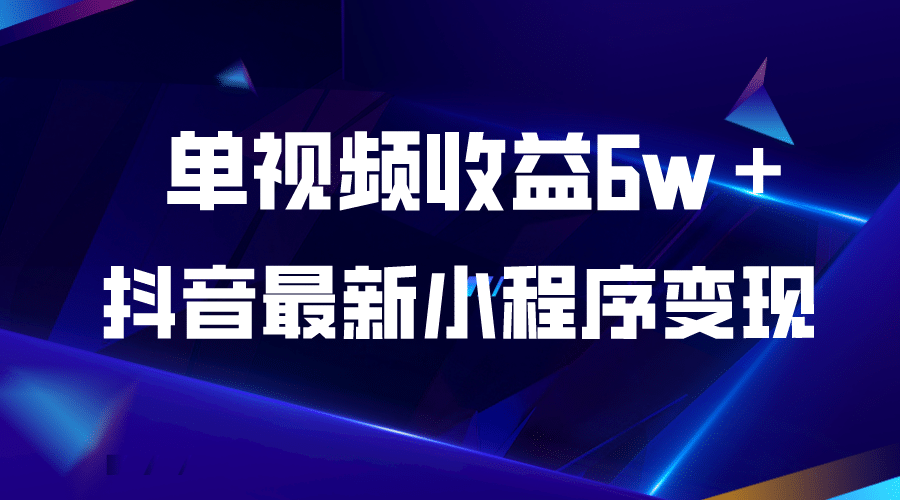 抖音最新小程序变现项目，单视频收益6w＋网赚项目-副业赚钱-互联网创业-资源整合南风学院