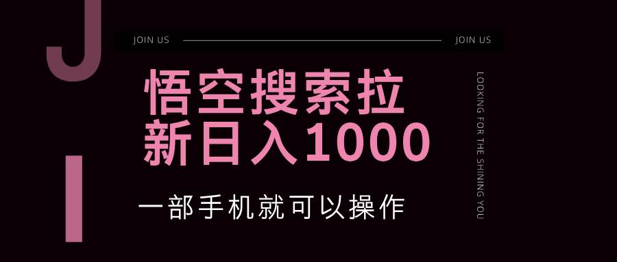 （12717期）悟空搜索类拉新 蓝海项目 一部手机就可以操作 教程非常详细网赚项目-副业赚钱-互联网创业-资源整合南风学院