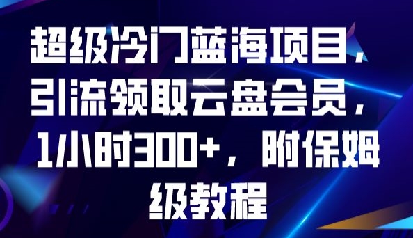 超级冷门蓝海项目，引流领取云盘会员，1小时300+，附保姆级教程网赚项目-副业赚钱-互联网创业-资源整合南风学院