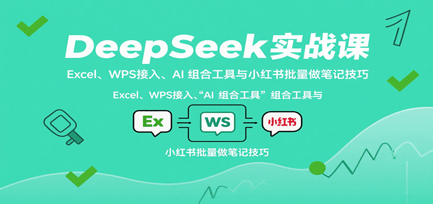 DeepSeek实战课：Excel、WPS接入、AI 组合工具与小红书批量做笔记技巧网赚项目-副业赚钱-互联网创业-资源整合南风学院