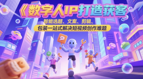 数字人IP打造获客变现实操课，智能选题、文案、剪辑、包装一站式解决短视频创作难题网赚项目-副业赚钱-互联网创业-资源整合南风学院