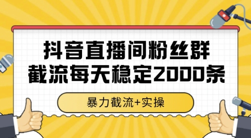 抖音直播间粉丝群暴力截流，一台电脑每天稳定2000条数据，暴力截流+实操 【揭秘】网赚项目-副业赚钱-互联网创业-资源整合南风学院