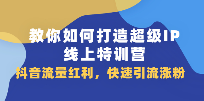 教你如何打造超级IP线上特训营，抖音流量红利新机遇网赚项目-副业赚钱-互联网创业-资源整合南风学院