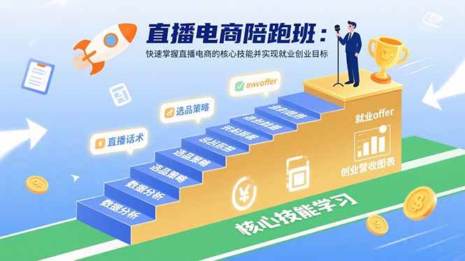 （15900期）直播电商陪跑班：快速掌握直播电商的核心技能并实现就业/创业目标网赚项目-副业赚钱-互联网创业-资源整合南风学院