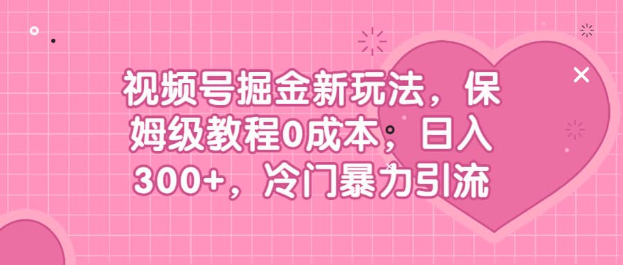 视频号掘金新玩法，保姆级教程0成本，日入300+，冷门暴力引流网赚项目-副业赚钱-互联网创业-资源整合南风学院