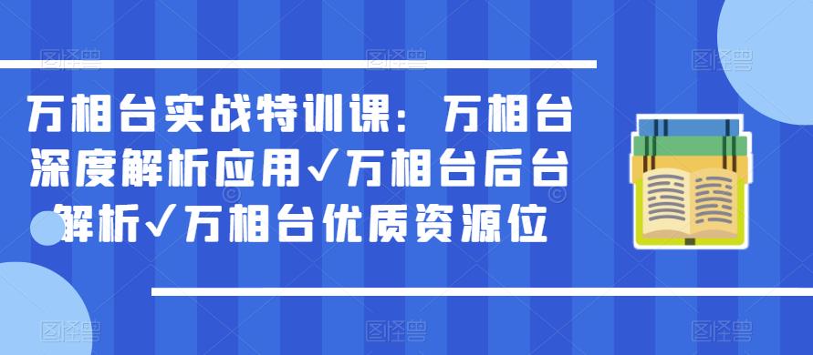 万相台实战特训课：万相台深度解析应用✔万相台后台解析✔万相台优质资源位网赚项目-副业赚钱-互联网创业-资源整合南风学院
