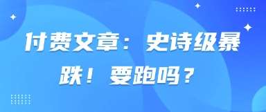 付费文章：史诗级暴跌！要跑吗？网赚项目-副业赚钱-互联网创业-资源整合南风学院