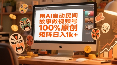 用AI自动民间故事做视频号，100%原创，矩阵日入1k+网赚项目-副业赚钱-互联网创业-资源整合南风学院
