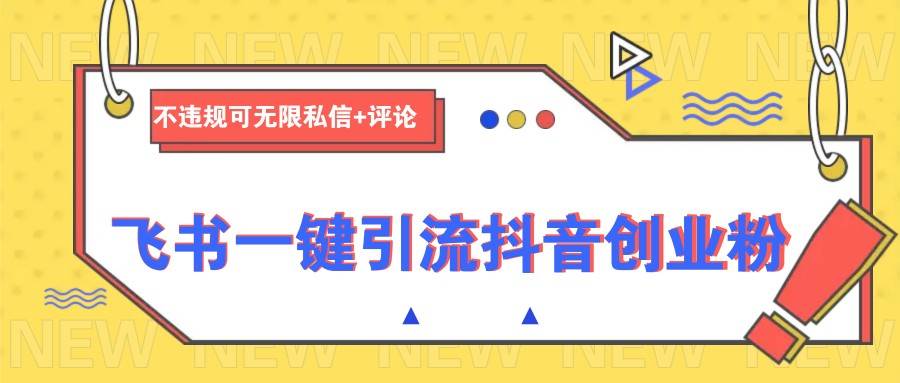 飞书一键引流抖音创业粉，不违规可 无限私信+评论网赚项目-副业赚钱-互联网创业-资源整合南风学院