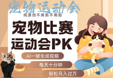 AI一键生成宠物比赛运动会PK视频，纯原创不用剪不用拍，每天十分钟，轻松月入过1W+网赚项目-副业赚钱-互联网创业-资源整合南风学院