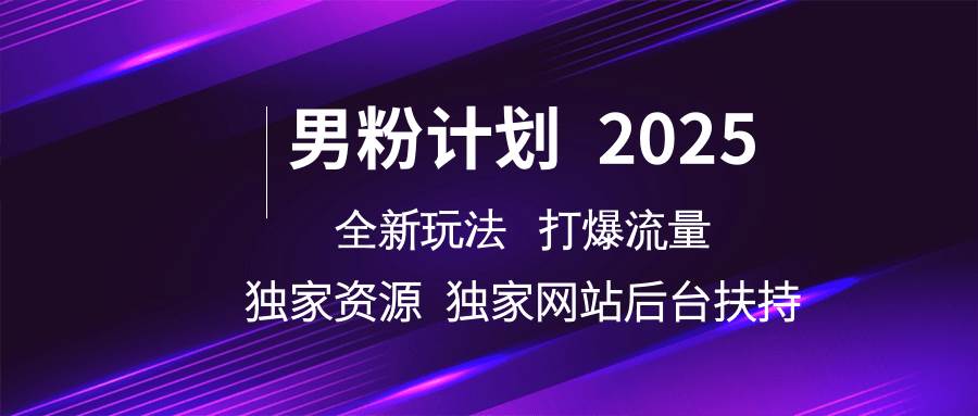 男粉计划2025 全新玩法打爆流量 独立网站 独立资源后台扶持网赚项目-副业赚钱-互联网创业-资源整合南风学院