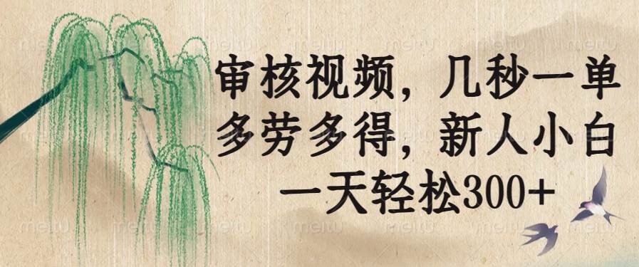 (14202期)审核视频,几秒一单,多劳多得,新人小白一天轻松300+网赚项目-副业赚钱-互联网创业-资源整合南风学院